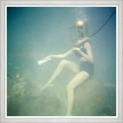 Soicher Marin 'model Underwater' By Richard Rutledge - Picture Frame Photograph On Paper In Blue