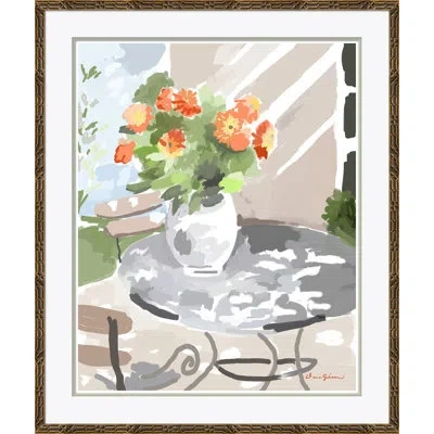 Soicher Marin Nasturtium By Dana Gibson - Picture Frame Painting On Paper In Green;gray