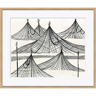 Soicher Marin Nets By Susan Hable - Picture Frame Painting On Paper In Black;beige