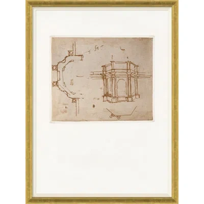 Soicher Marin Nimes Detail By David Phoenix - Picture Frame Drawing Print On Paper In Brown;beige