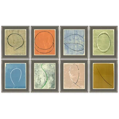 Soicher Marin 'offset This 3' - 8 Piece Picture Frame Graphic Art Set On Paper In Blue;brown;green;orange