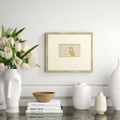 Soicher Marin Owl - Mennonite Ledger Drawing - Picture Frame Print On Paper In Warm Silver,beige