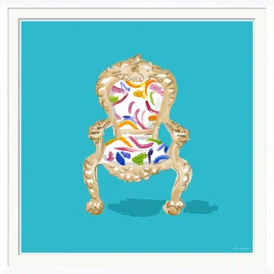 Soicher Marin Palace Chair Turquoise By Dana Gibson - Picture Frame Painting On Paper In Beige;turquoise