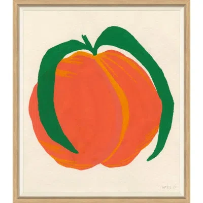Soicher Marin 'peachy' By Susan Hable - Picture Frame Painting On Paper In Green;orange