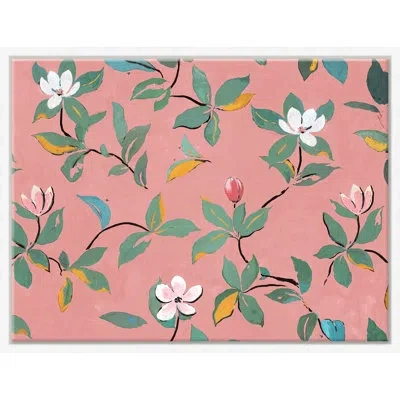 Soicher Marin Pink Magnolia (var. 2) By Paule Marrot - Floater Frame Painting In Green;pink
