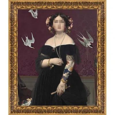 Soicher Marin Pixelated Portrait 2 - Picture Frame Graphic Art On Paper In Black;beige;purple