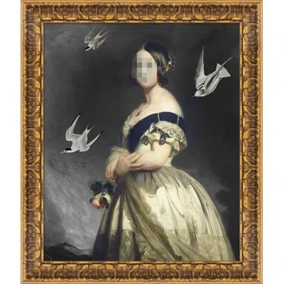 Soicher Marin Pixelated Portrait 4 - Picture Frame Graphic Art On Paper In Green;gray;beige