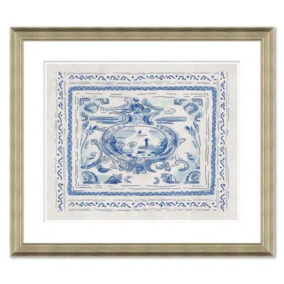 Soicher Marin Pliny Toile Crest By Dana Gibson - Picture Framed Graphic Art In Blue