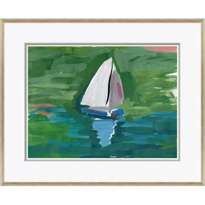 Soicher Marin Pond Boat Blue By Dana Gibson - Picture Frame Painting In Green