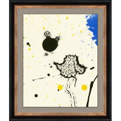 Soicher Marin Pop Mod Crops Circa 1965 - Picture Frame Painting On Paper In Blue;black;yellow;ivory