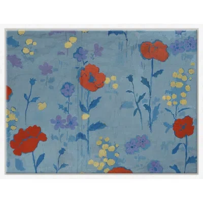 Soicher Marin Poppies (var. 3) By Paule Marrot - Floater Frame Painting In Blue