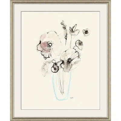Soicher Marin Poppy Arrangement By Yuki Osada - Single Picture Frame Painting In Black;cream;light Blue