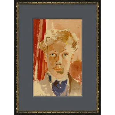 Soicher Marin Portrait 1 - Picture Frame Painting On Paper In Blue;brown;red;beige