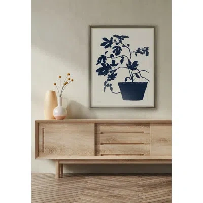 Soicher Marin Potted Pagoda By Susan Hable - Single Picture Frame Painting In Ivory;dark Blue