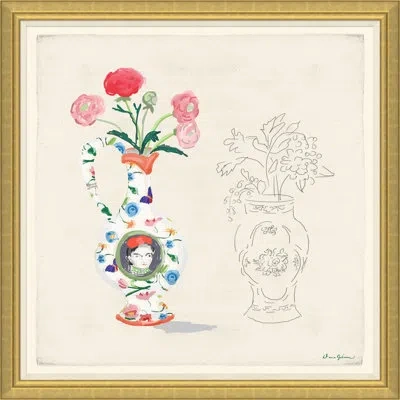 Soicher Marin 'potter Vase Sketch' By Dana Gibson - Picture Frame Painting In Animal Print