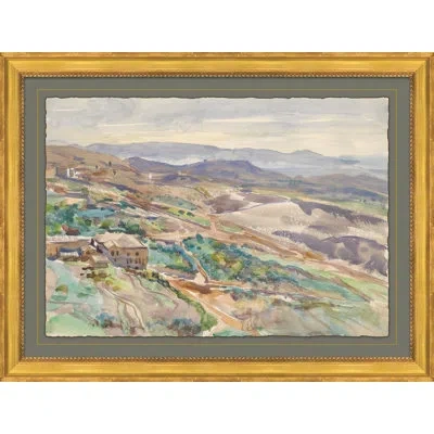 Soicher Marin Provincial Landscape - Picture Frame Painting On Paper In Blue;green;purple
