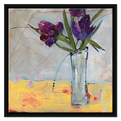 Soicher Marin Purple Iris On Yellow By Jill Krasner - Single Picture Frame Painting On Canvas In Multi