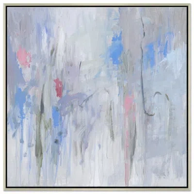 Soicher Marin Rain Splattered - Floater Frame Painting On Canvas In Silver