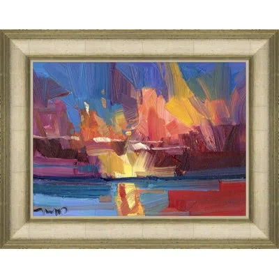 Soicher Marin Red Sunset By Joseph Mota - Picture Frame Painting In Blue;red;orange