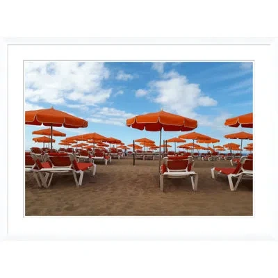 Soicher Marin Red Umbrellas And Recliners - Picture Frame Photograph On Paper In Orange