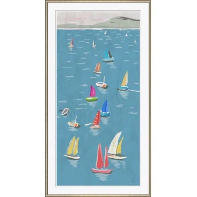 Soicher Marin 'regatta' By Dana Gibson - Picture Frame Painting On Paper In Blue
