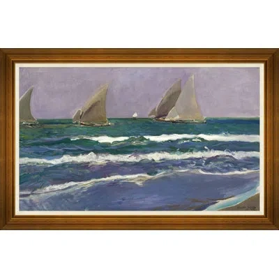 Soicher Marin Regatta - Picture Frame Painting On Canvas In Blue;brown;purple