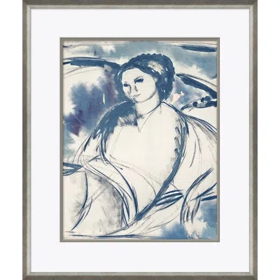 Soicher Marin Relaxing Pose - Picture Frame Painting On Paper In Blue