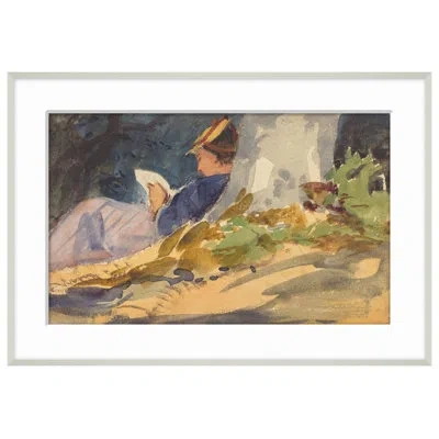 Soicher Marin Resting - Picture Frame Painting On Paper In Blue;brown;green