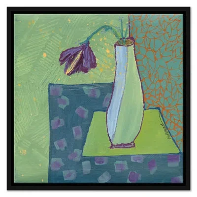 Soicher Marin Retro Vase By Jill Krasner - Single Picture Frame Painting On Canvas In Green
