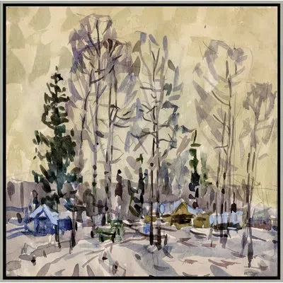 Soicher Marin 'russian Landscape 3' - Floater Frame Painting On Paper In Multi