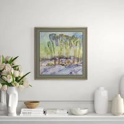 Soicher Marin 'russian Landscape 5' - Picture Frame Painting On Paper In Green;gray;beige;purple