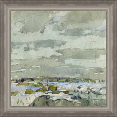 Soicher Marin 'russian Landscape' - Picture Frame Painting On Paper In Green;gray