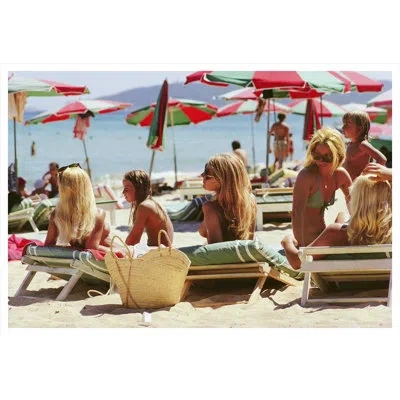 Soicher Marin "saint-tropez Beach", Slim Aarons, August 1971  - Picture Frame Photograph In Unframed