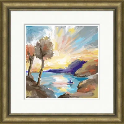 Soicher Marin 'scirocco' By Dana Gibson - Picture Frame Painting On Paper In Blue;brown;gray