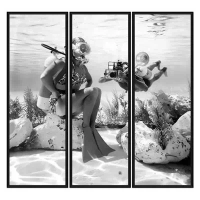 Soicher Marin 'scuba Diver Tryptic' - Picture Frame Photograph On Paper In Black