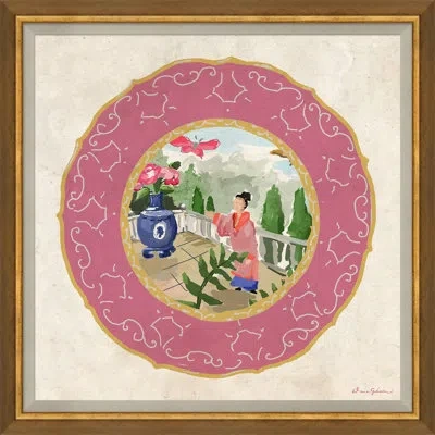 Soicher Marin 'sevres Sea' By Dana Gibson - Picture Frame Painting On Paper In Pink