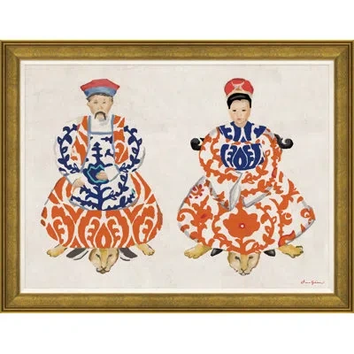 Soicher Marin 'silk Scroll' By Dana Gibson - Picture Frame Painting On Paper In Blue;beige;orange