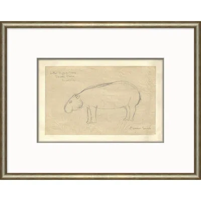 Soicher Marin Sketch Series 'at The Zoo - Hippo' Picture Frame Painting In White