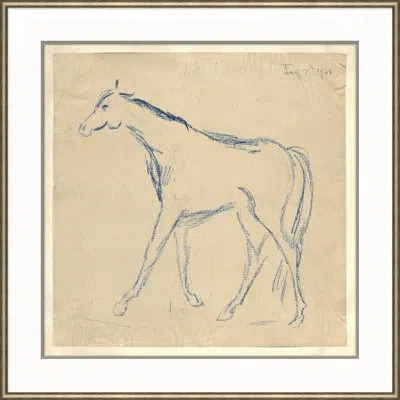 Soicher Marin Sketch Series 'at The Zoo - Horse' Picture Frame Painting In Blue;beige
