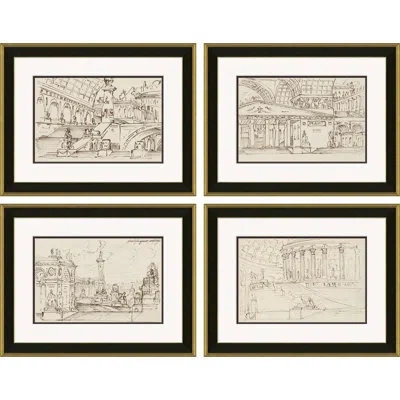 Soicher Marin Sketches For Stage Design - 4 Piece Single Picture Frame Painting Set In Multi