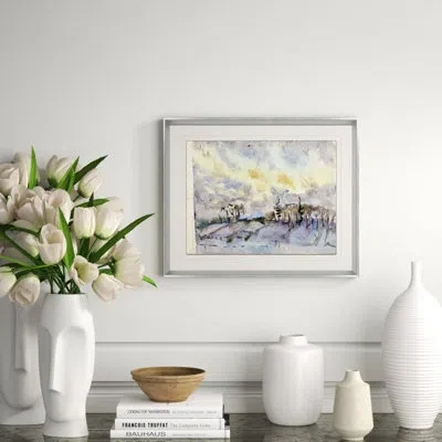 Soicher Marin 'small Russian Sketches 27' - Picture Frame Painting On Paper In Blue;beige;purple