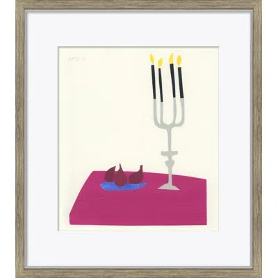 Soicher Marin Still Life Series - Figs By Susan Hables - Picture Frame Painting In Gray;yellow;pink