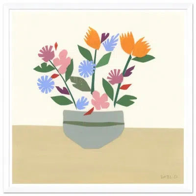 Soicher Marin 'still Life Series - Flower Pot' By Susan Hable - Picture Frame Painting On Paper In White Framed