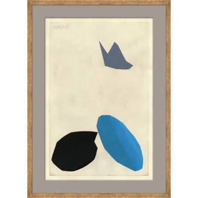 Soicher Marin Stones By Susan Hable - Picture Frame Painting On Paper In Blue;black;gray;cream