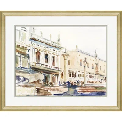 Soicher Marin 'street Series' - Picture Frame Painting On Paper In Brown;cream;dark Green;dark Blue