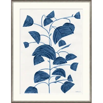 Soicher Marin 'striped Fern' By Susan Hable - Picture Frame Panting On Paper In Blue
