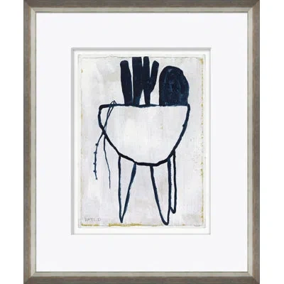Soicher Marin 'succulent' By Susan Hable - Picture Frame Painting On Paper In White;dark Blue