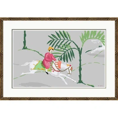 Soicher Marin 'sultan Rider, Pink' By Dana Gibson Picture Frame Painting In Green;gray;pink