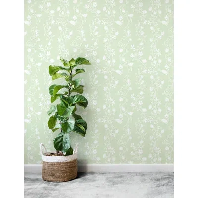 Soicher Marin Susan Hable Flora 33' L X 20.5" W  Wallpaper Roll In Green
