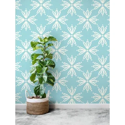 Soicher Marin Susan Hable Petals 33' L X 20.5" W  Wallpaper Roll In Blue